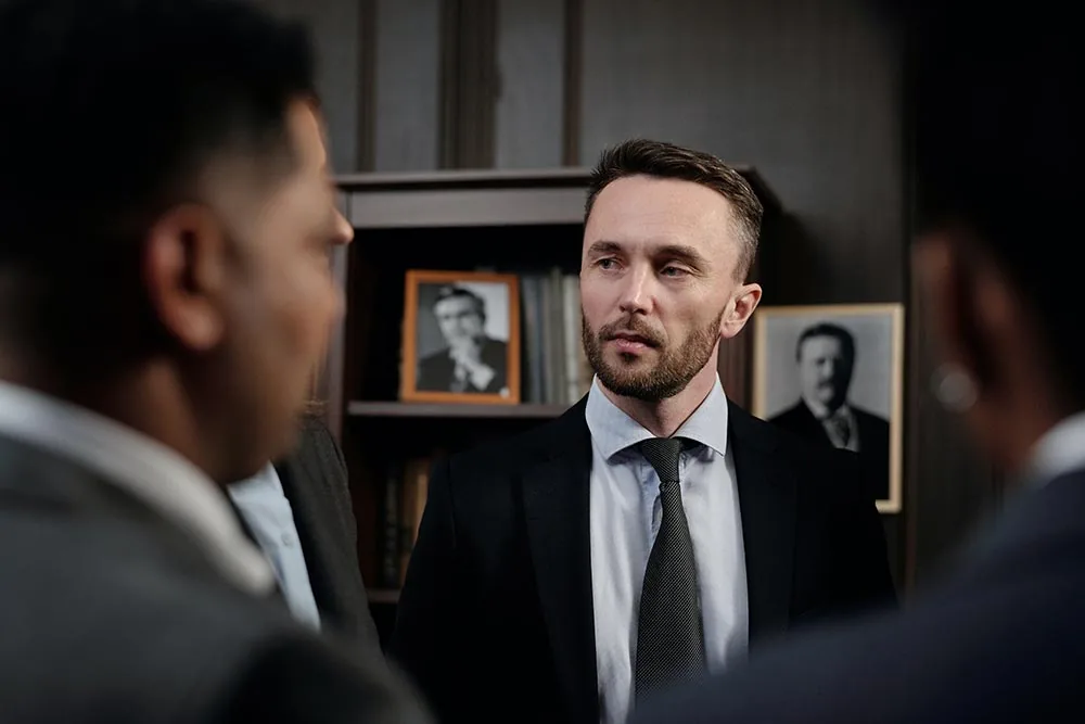 Two men talking